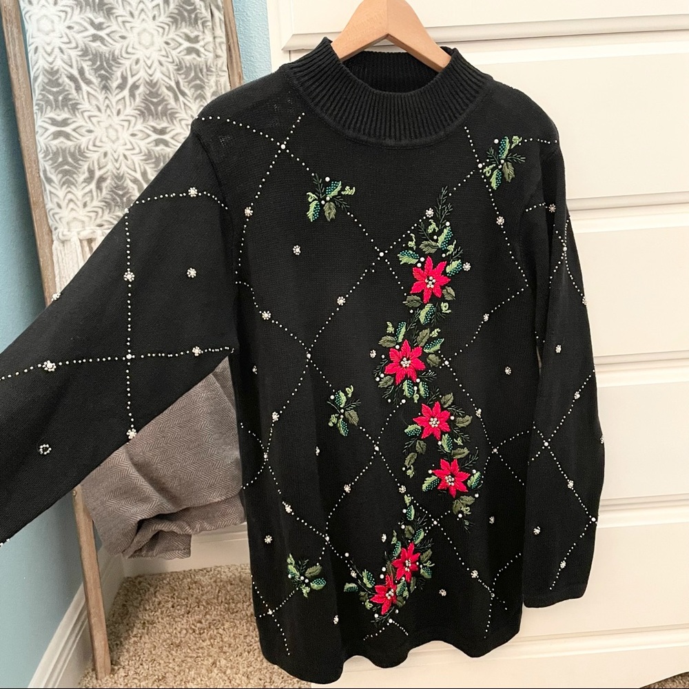 CHRISTMAS SWEATER Vintage Beaded & Warm